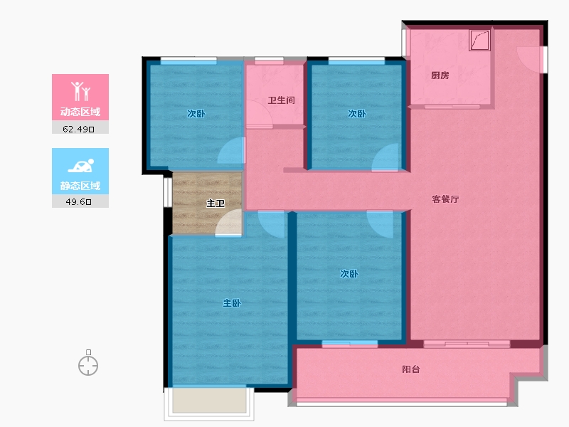 陕西省-咸阳市-金科集美嘉悦-104.35-户型库-动静分区