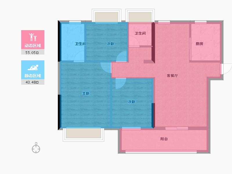 福建省-三明市-上城银座-88.68-户型库-动静分区