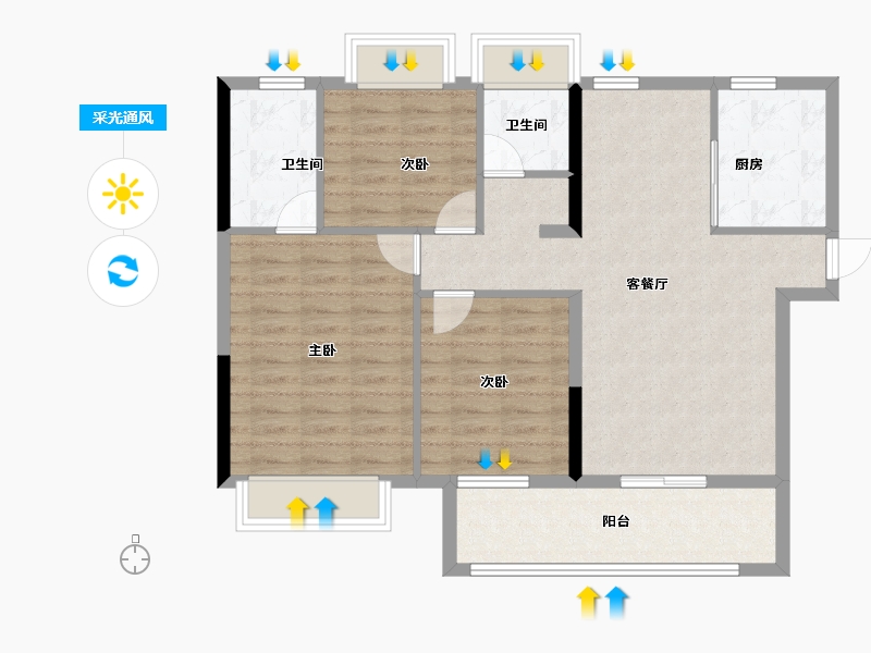 福建省-三明市-上城银座-88.68-户型库-采光通风