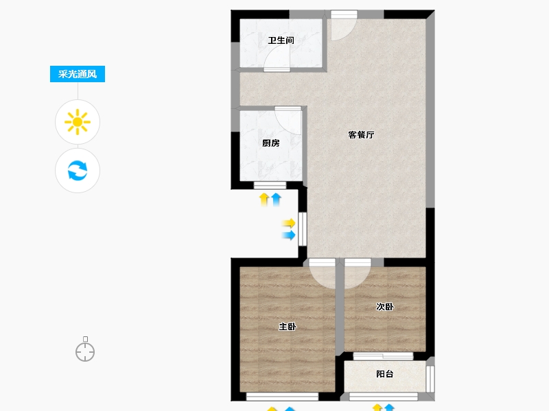 河北省-保定市-朝阳花园A区-54.83-户型库-采光通风