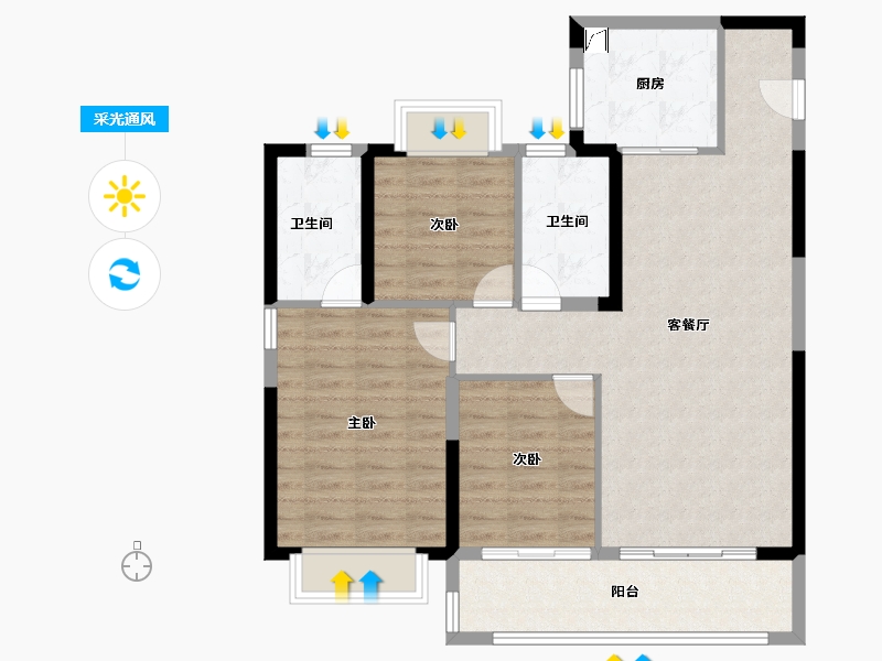 江苏省-南京市-中劲·山语春风-88.00-户型库-采光通风