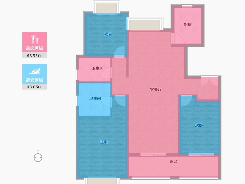 江苏省-南京市-星叶瑜憬尚府-104.80-户型库-动静分区