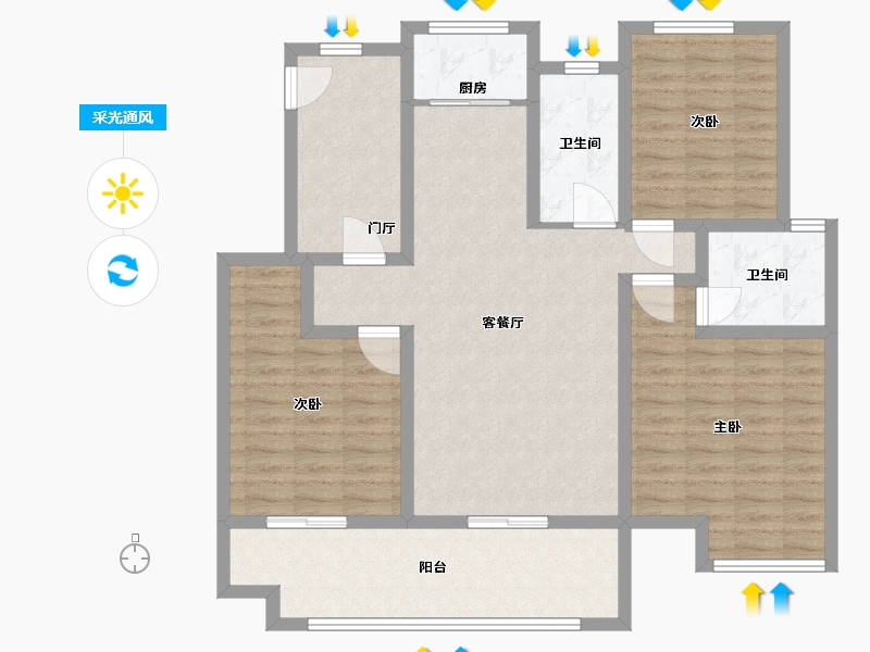 河南省-鹤壁市-御鑫苑-110.00-户型库-采光通风