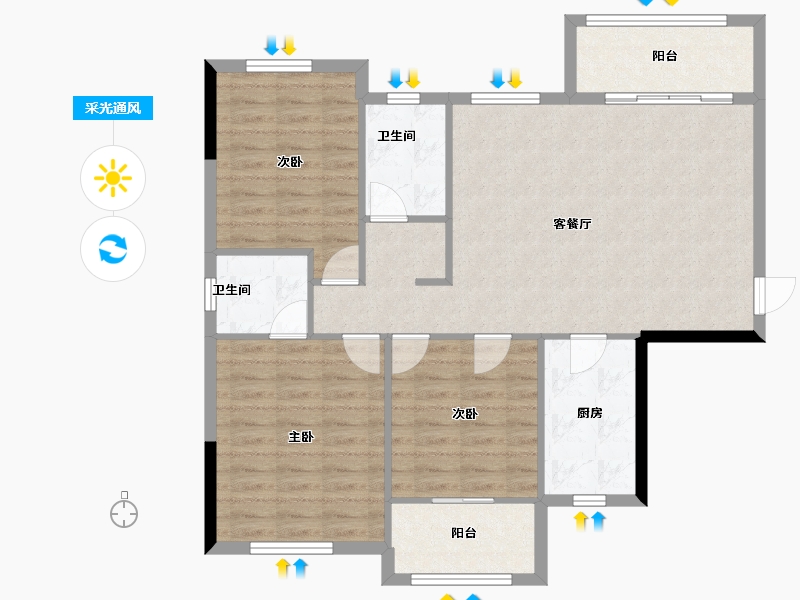 福建省-三明市-海翼江山悦-98.86-户型库-采光通风