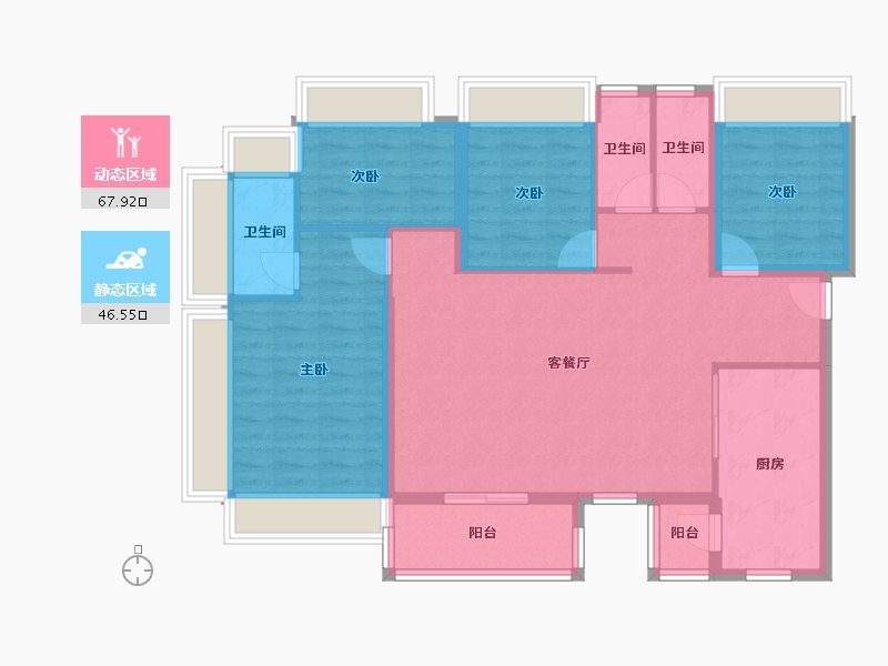 广东省-深圳市-宏发悦云花园-102.78-户型库-动静分区