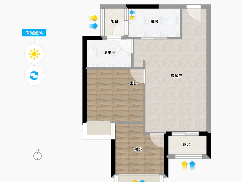 广东省-深圳市-京基智农·山海公馆-58.40-户型库-采光通风