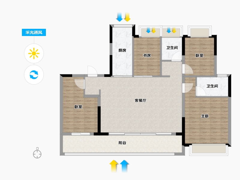 江苏省-苏州市-中建御璟峯-131.00-户型库-采光通风