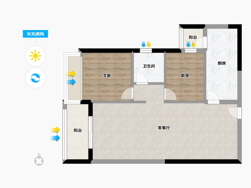 广东省-深圳市-京基智农·山海公馆-62.40-户型库-采光通风