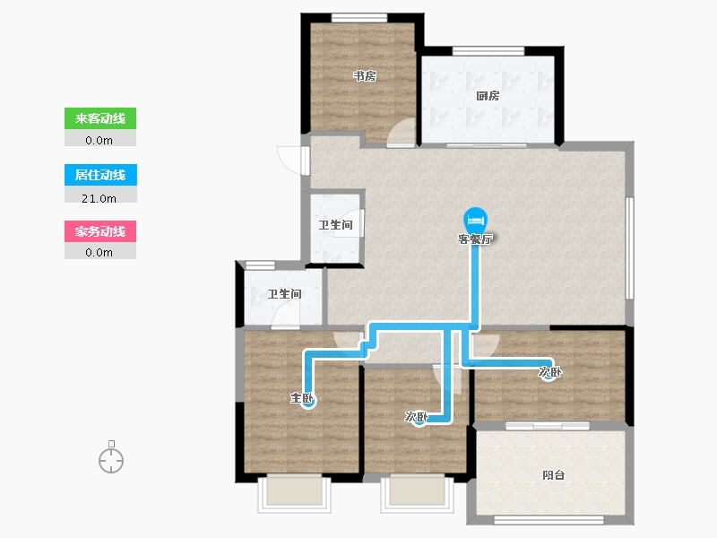 浙江省-宁波市-堇麟上府·云汀-104.80-户型库-动静线