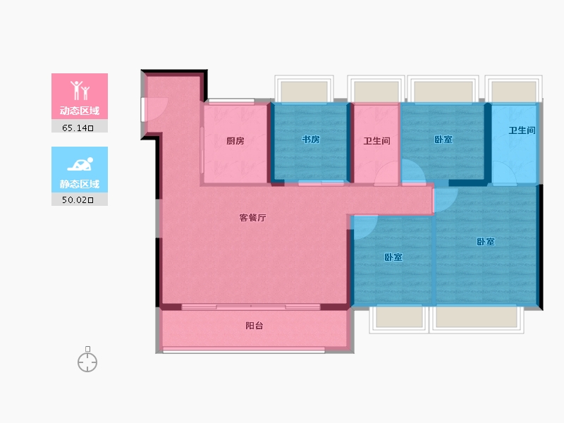 江苏省-苏州市-中建虹溪璟庭-104.00-户型库-动静分区