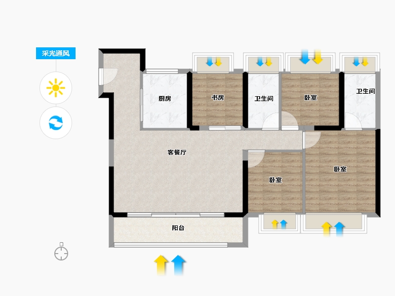 江苏省-苏州市-中建虹溪璟庭-104.00-户型库-采光通风