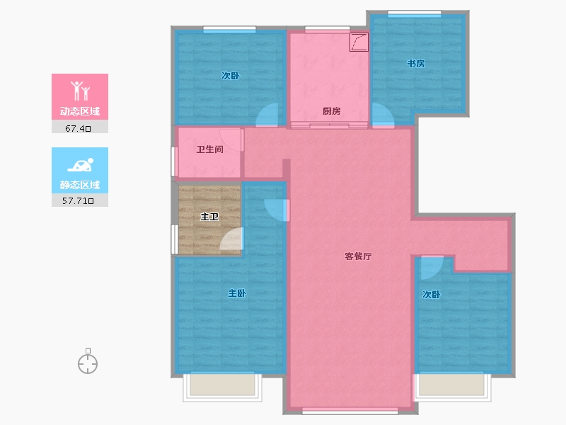 河北省-唐山市-万科公园大道-118.34-户型库-动静分区