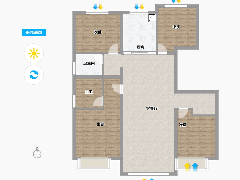 河北省-唐山市-万科公园大道-118.34-户型库-采光通风