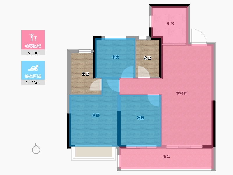 浙江省-嘉兴市-合景·臻颐府-78.40-户型库-动静分区