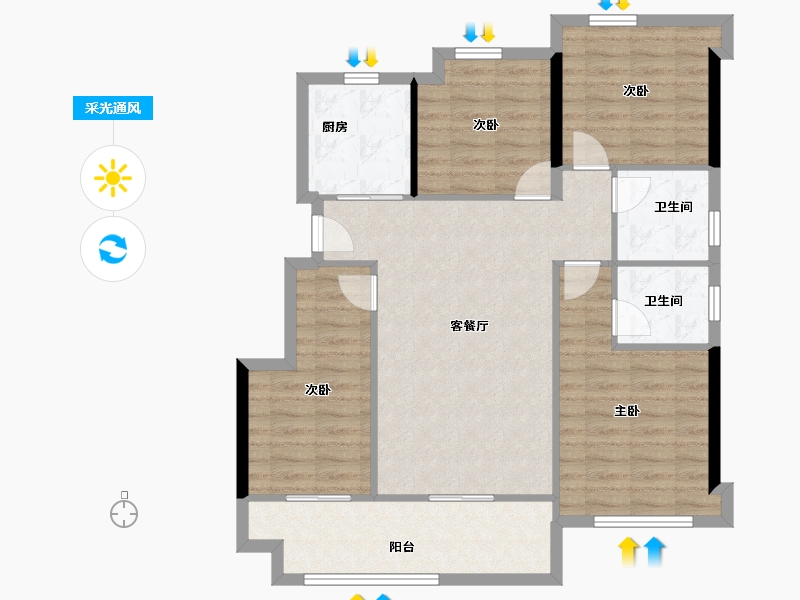 福建省-三明市-美岭·新澜湾-94.77-户型库-采光通风