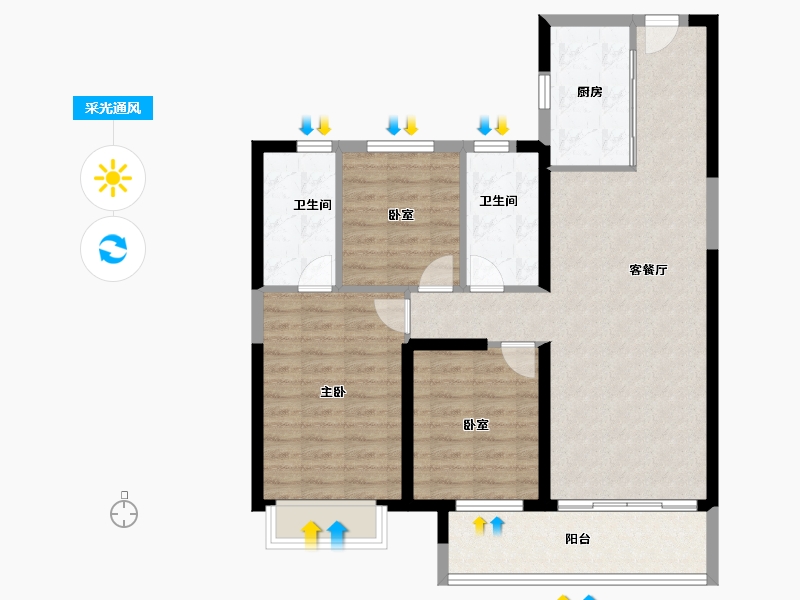 湖北省-武汉市-江印-91.78-户型库-采光通风