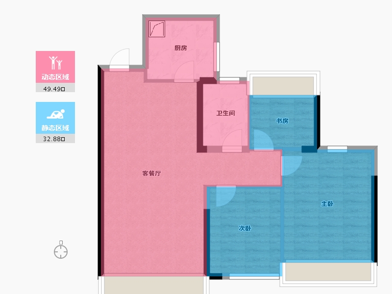 湖南省-岳阳市-天伦湖与树-73.90-户型库-动静分区