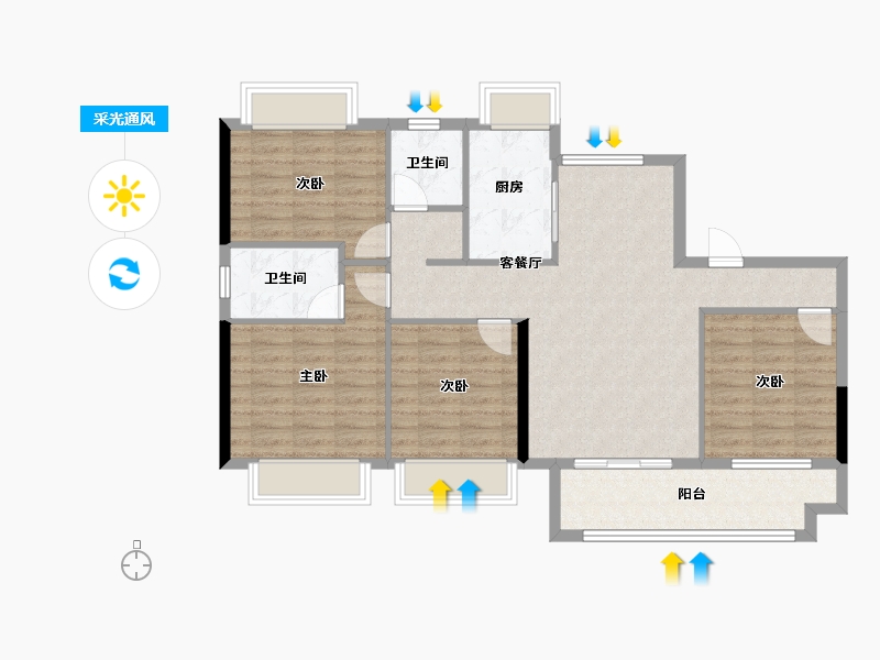 福建省-三明市-上城银座-97.97-户型库-采光通风