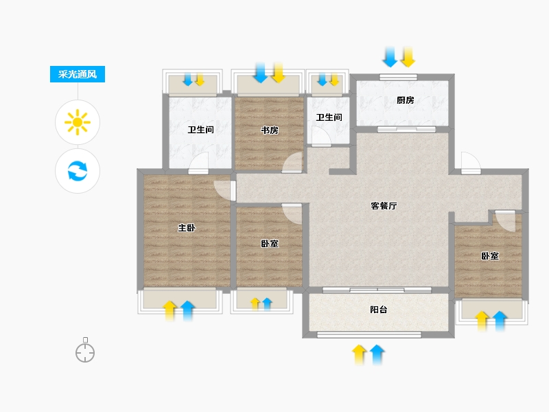 江苏省-苏州市-苏州花语澜苑-112.00-户型库-采光通风