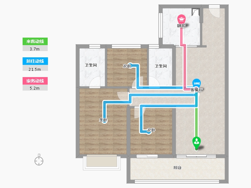 江苏省-南京市-润淮府-89.60-户型库-动静线