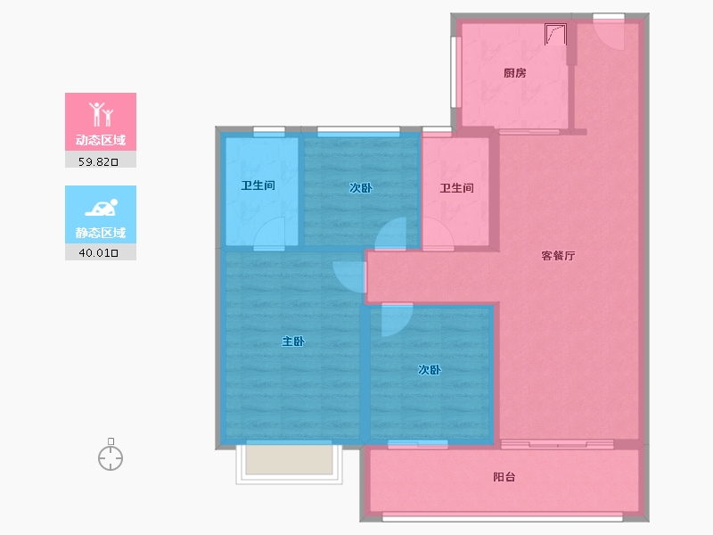 江苏省-南京市-润淮府-89.60-户型库-动静分区