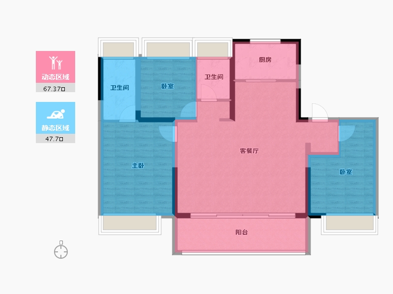 江苏省-苏州市-中建虹溪璟庭-104.00-户型库-动静分区