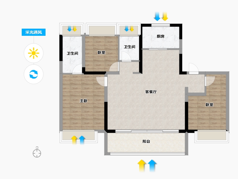 江苏省-苏州市-中建虹溪璟庭-104.00-户型库-采光通风