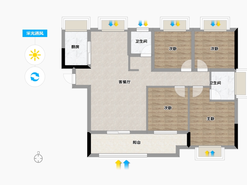 福建省-三明市-上城银座-98.07-户型库-采光通风