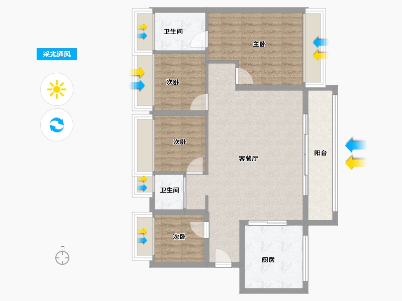 广东省-深圳市-宏发悦云花园-92.00-户型库-采光通风