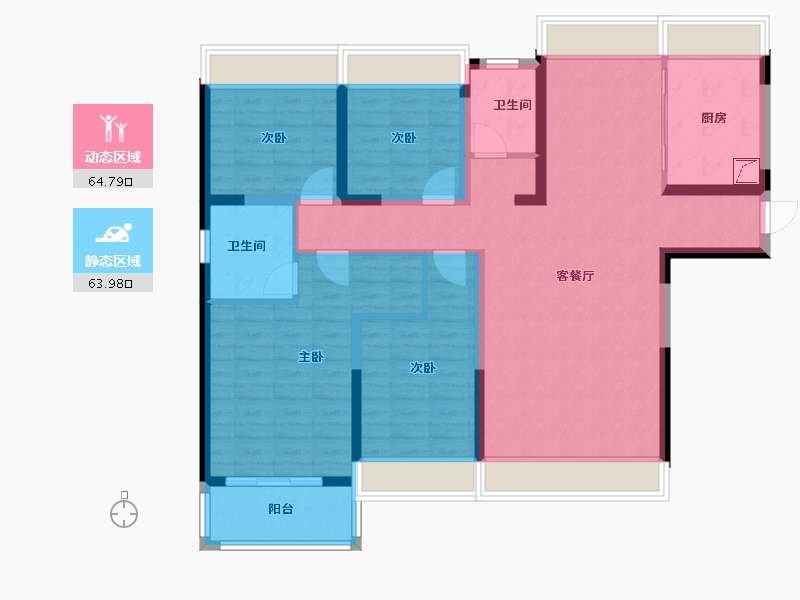 湖南省-岳阳市-天伦湖与树-114.80-户型库-动静分区