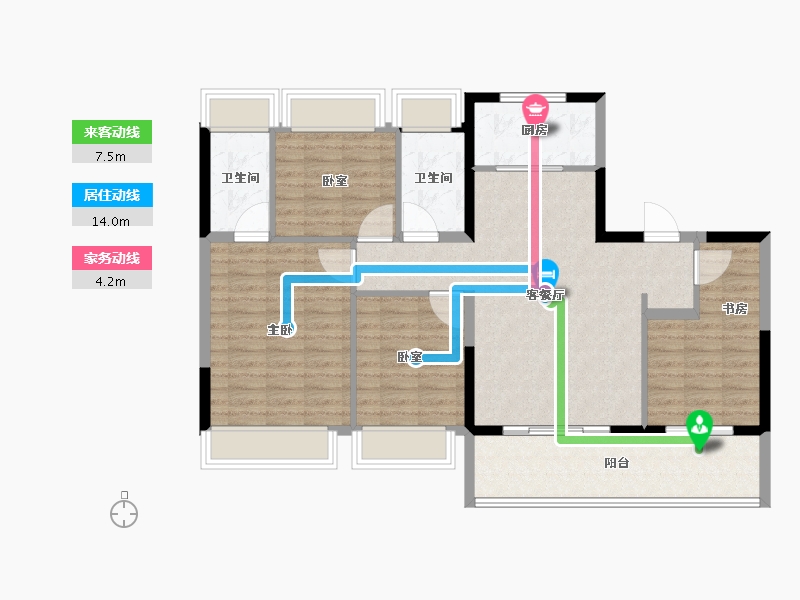 江苏省-苏州市-天境澜庭-102.40-户型库-动静线