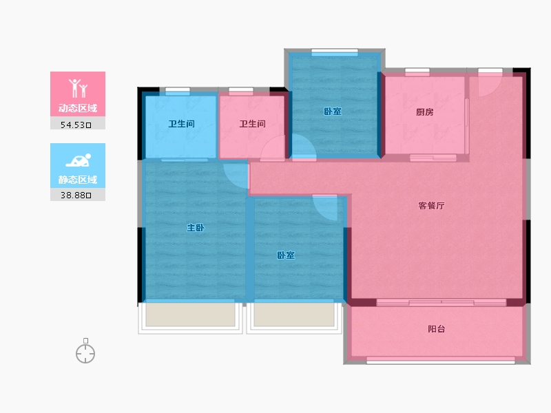 江苏省-苏州市-朗诗·尚郡-84.00-户型库-动静分区