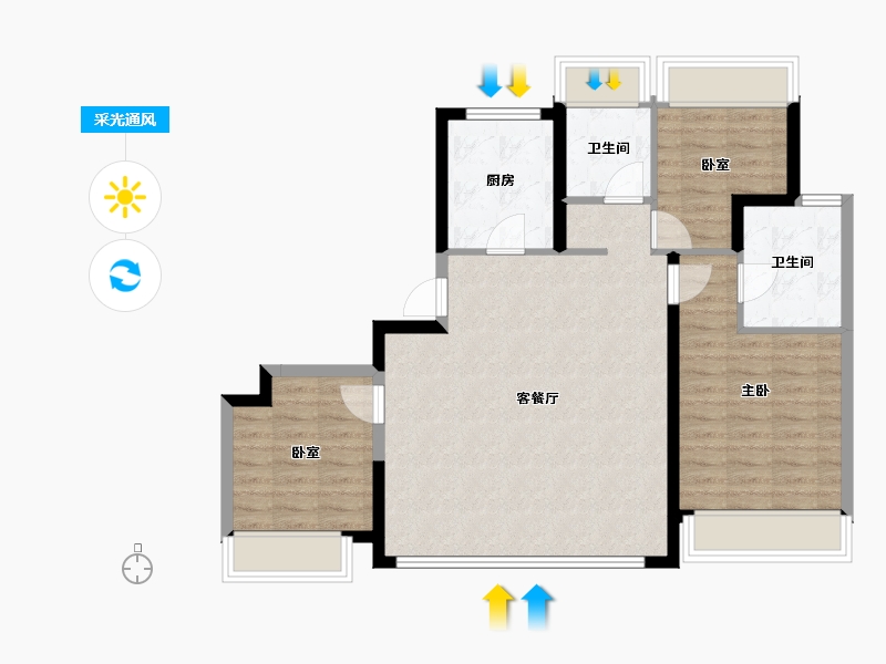 江苏省-苏州市-中建虹溪璟庭-84.00-户型库-采光通风