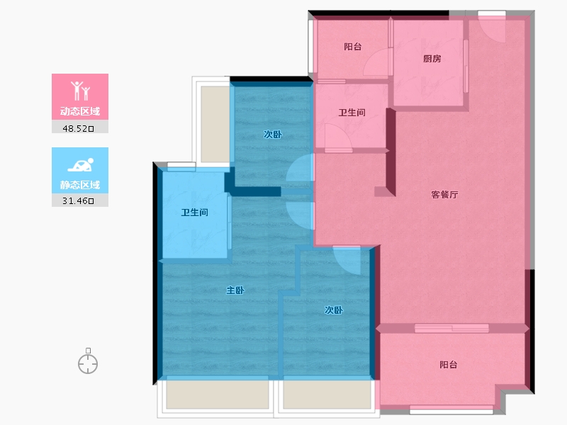 广东省-深圳市-宏发悦云花园-71.20-户型库-动静分区