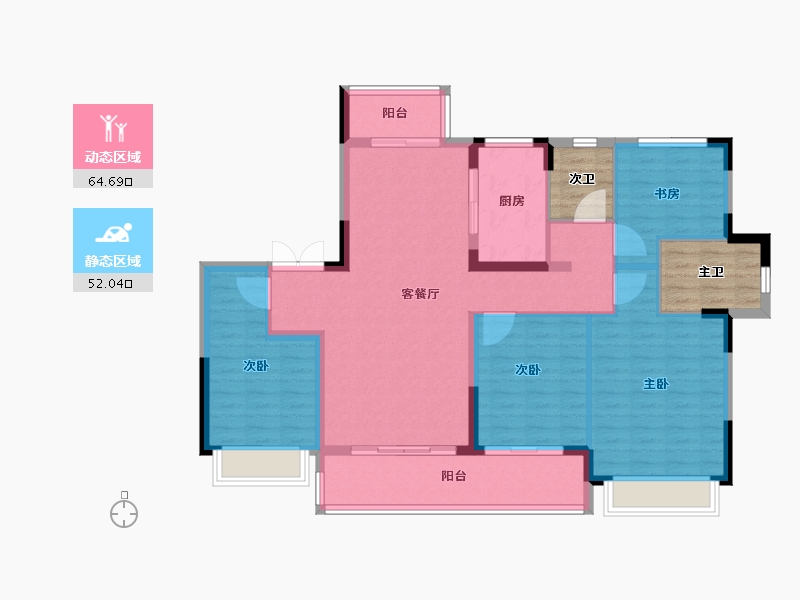 浙江省-嘉兴市-合景·臻颐府-113.60-户型库-动静分区