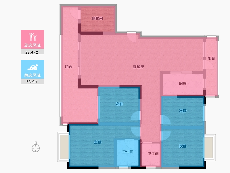 云南省-大理白族自治州-书香庭院-140.00-户型库-动静分区