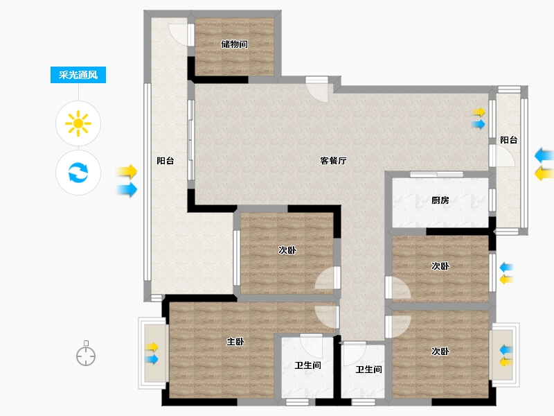 云南省-大理白族自治州-书香庭院-140.00-户型库-采光通风