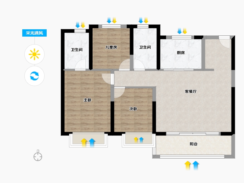 江苏省-南京市-中冶锦绣和鸣-88.00-户型库-采光通风