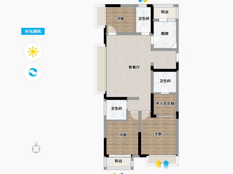 贵州省-贵阳市-耀晟一期-100.00-户型库-采光通风