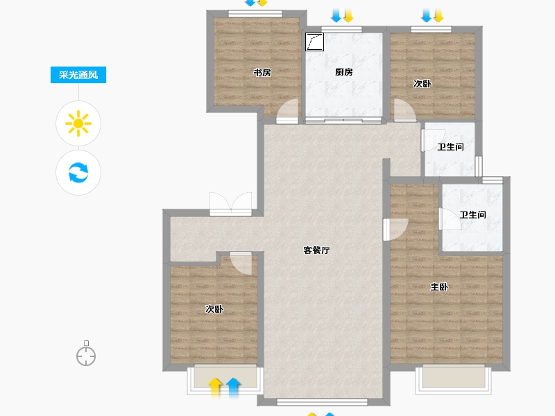 河北省-唐山市-万科公园大道-118.71-户型库-采光通风