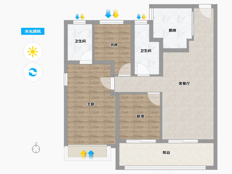 江苏省-苏州市-保利和光山语-83.20-户型库-采光通风