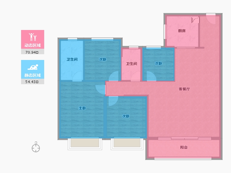 江苏省-南京市-润淮府-113.59-户型库-动静分区