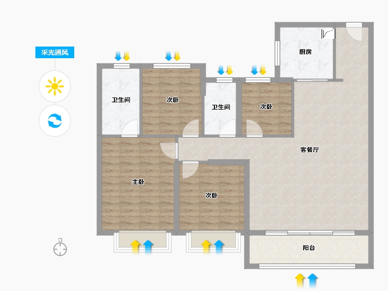 江苏省-南京市-润淮府-113.59-户型库-采光通风