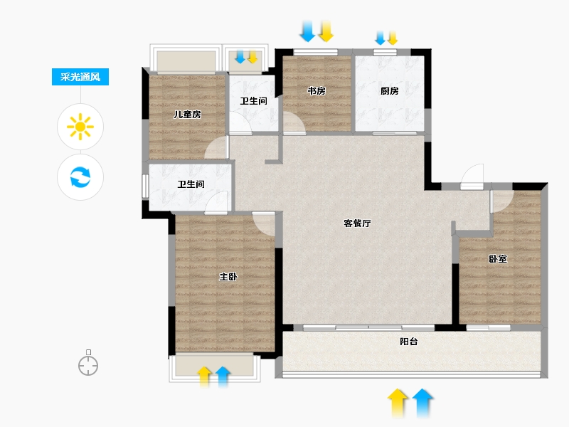 江苏省-苏州市-中建御璟峯-121.00-户型库-采光通风