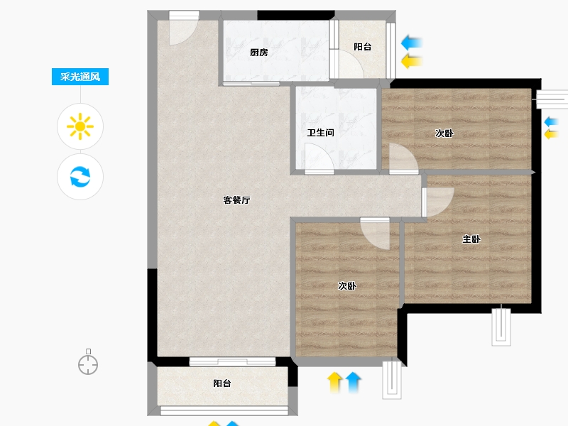 广东省-深圳市-京基智农·山海公馆-74.40-户型库-采光通风