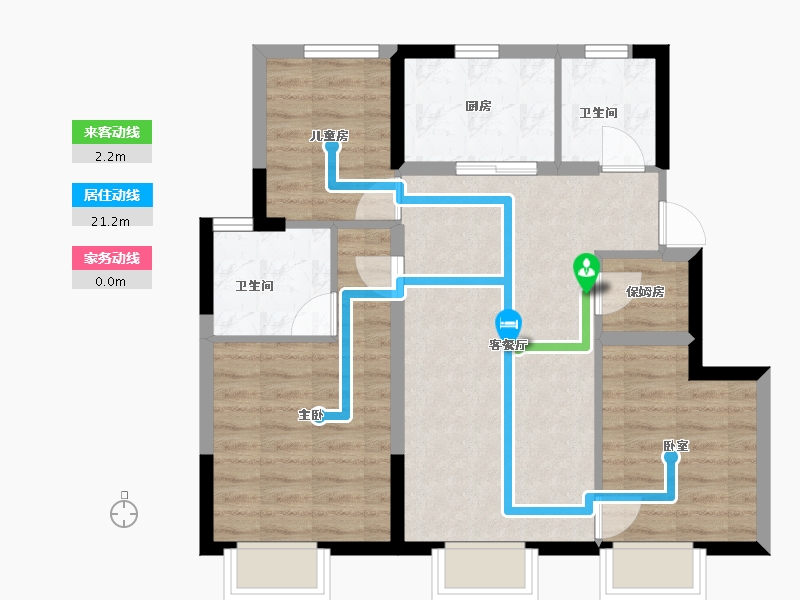 天津-天津市-万达·自在澜湾-73.13-户型库-动静线