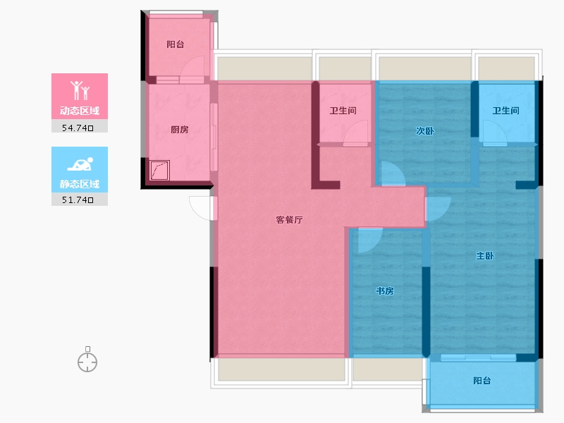 湖南省-岳阳市-天伦湖与树-94.41-户型库-动静分区