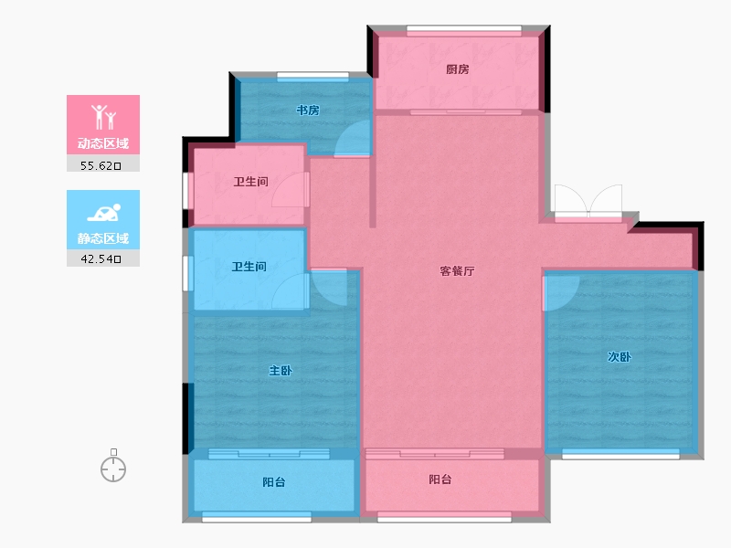 浙江省-宁波市-蒲湖花园-89.60-户型库-动静分区