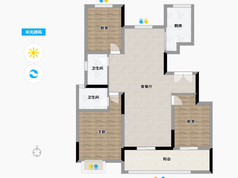 河南省-南阳市-嗨派新城-106.81-户型库-采光通风