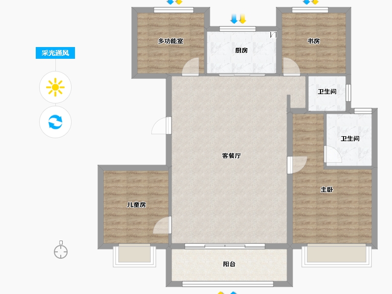 江苏省-南京市-万科中山都会揽境-108.00-户型库-采光通风